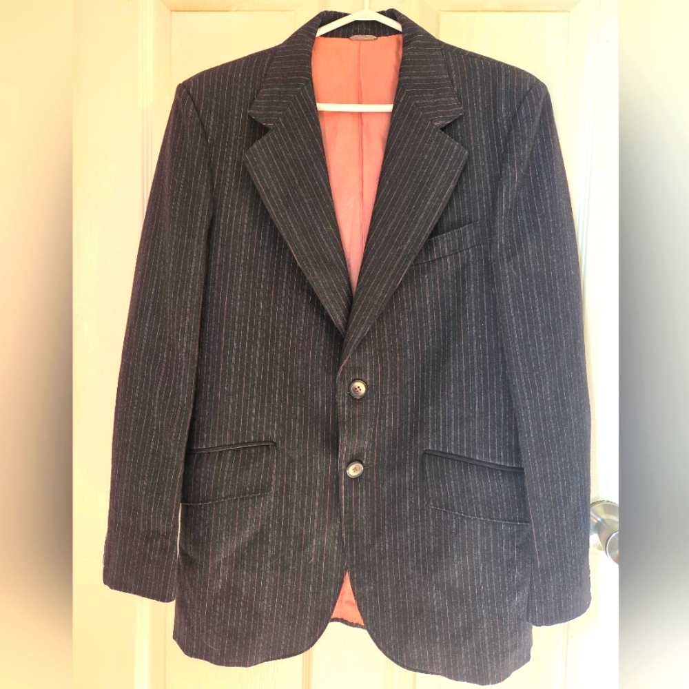 Virgin Wool Charcoal Pinstripe Men's Blazer